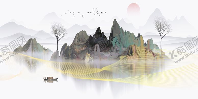 编号：47390504031050057645【酷图网】源文件下载-水墨山水意境图