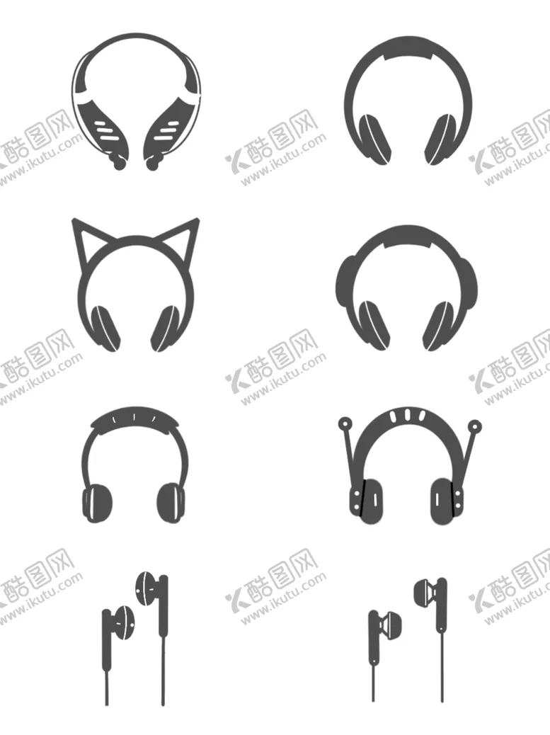 编号：82010109262033001104【酷图网】源文件下载-矢量可编辑耳机头戴耳机图标图片