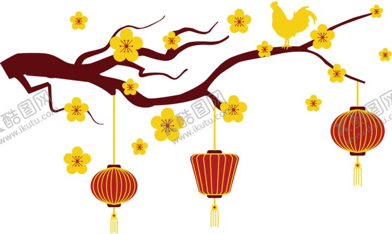 编号：92851107141753237475【酷图网】源文件下载-中国风灯笼梅花元素PNG