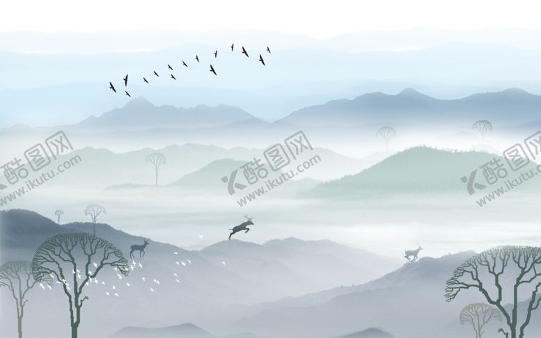 编号：78757306250322276158【酷图网】源文件下载-新中式水墨山水画