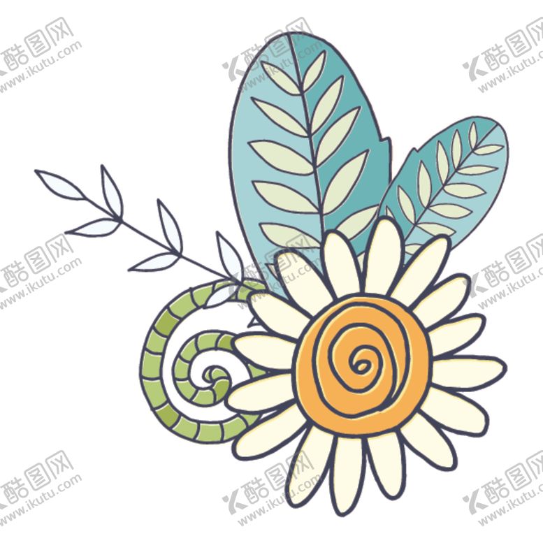 编号：96612310020711261983【酷图网】源文件下载-小清新花朵植物插画