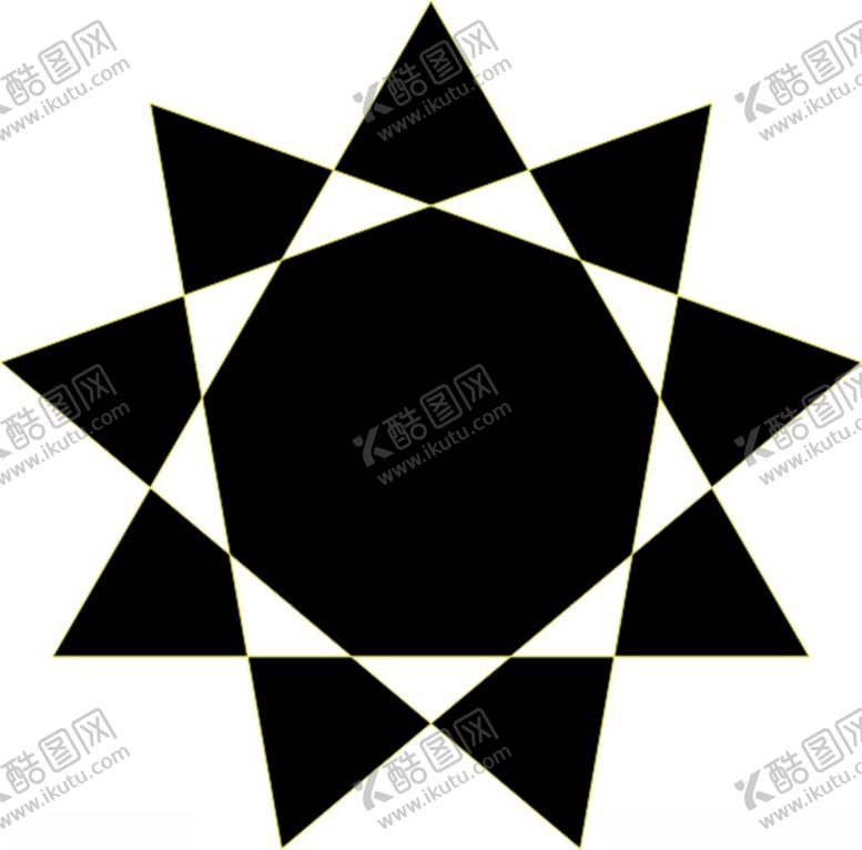 编号：62665603260615345131【酷图网】源文件下载-黑白六角星九角星
