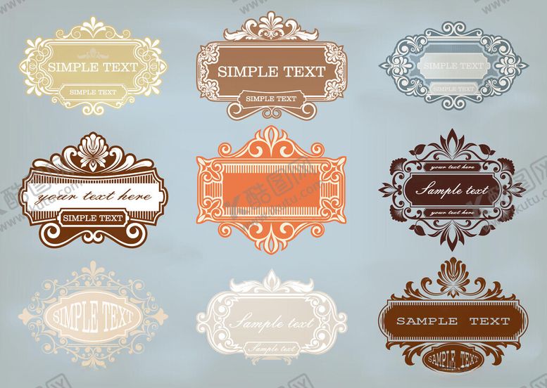 编号：16616412191340281664【酷图网】源文件下载-复古精美标签设计集合
