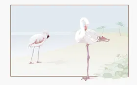 火烈鸟背景墙合层