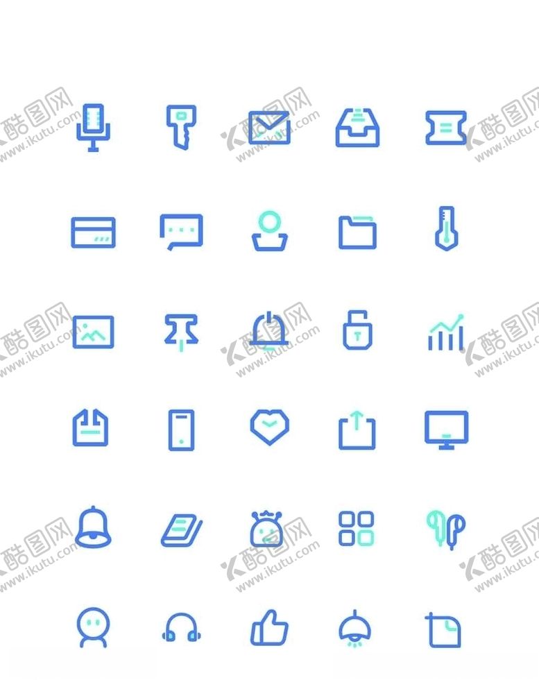 编号：87593010291528271354【酷图网】源文件下载-蓝色简约商务风UI图标