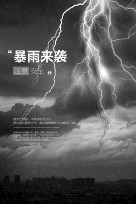 编号：29751609241707479085【酷图网】源文件下载-暴雨预警谨慎出行宣传海报