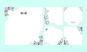清新花卉边框请柬贺卡模板背景