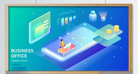 商务办公渐变互联网数据渐变插画