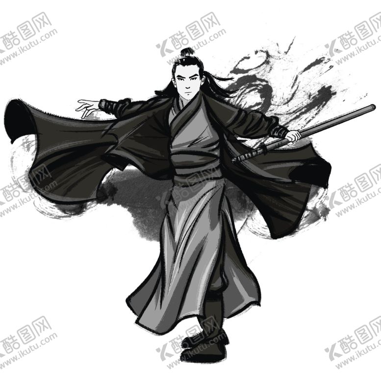 编号：11039609231716203189【酷图网】源文件下载-水墨武侠人物