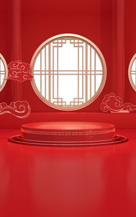 红色中式中国风背景素材图片