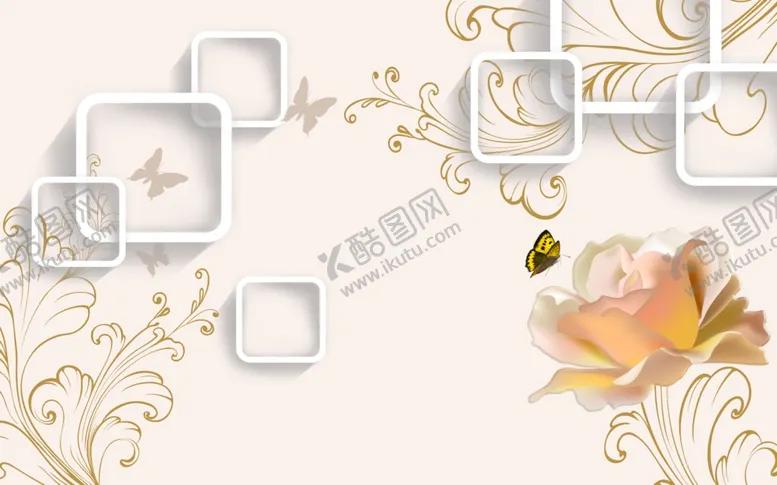 编号：74684409091349585604【酷图网】源文件下载-现代花卉简约框框家和电视背景墙