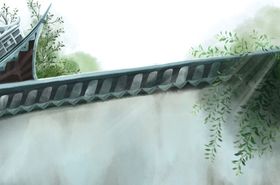 城墙清新传统复古插画背景素材