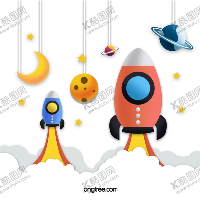 编号：76704204110622073276【酷图网】源文件下载-创意立体火箭剪纸吊坠风格宇宙