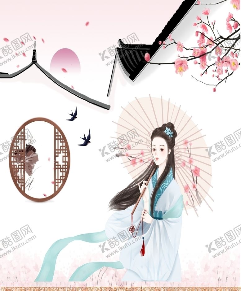 编号：51012205101107311403【酷图网】源文件下载-中国古典美女手绘壁画