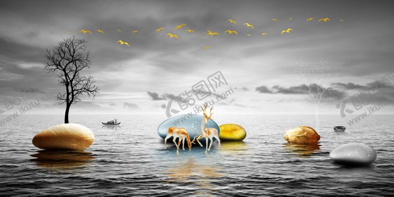 编号：92609805022152089232【酷图网】源文件下载-时来运转装饰画挂画