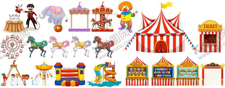 编号：24670004020013018839【酷图网】源文件下载-欢乐缤纷的街头游乐场景
