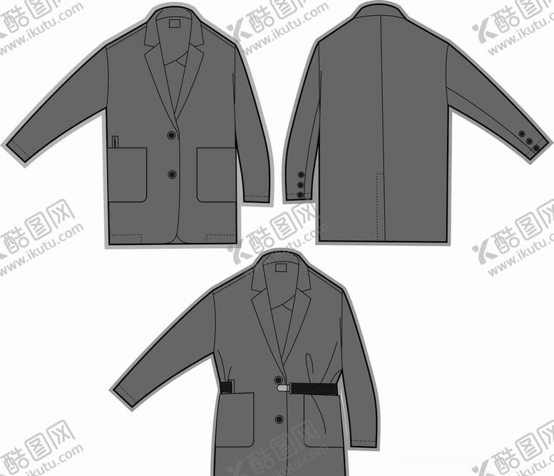 编号：49411409302310412878【酷图网】源文件下载-女时尚西装平面效果图