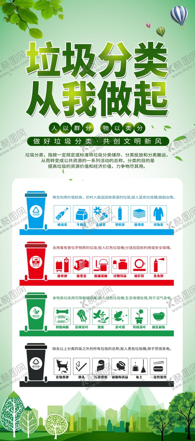 编号：21487409302114378511【酷图网】源文件下载-垃圾分类展架易拉宝卡通展板
