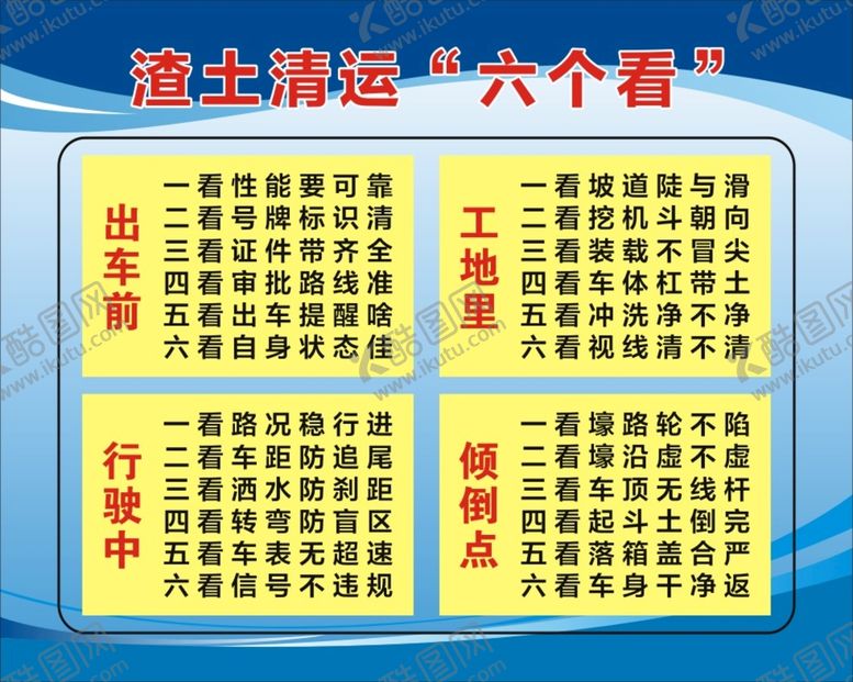 编号：54804810191916423395【酷图网】源文件下载-渣土 六个看 蓝色 展板
