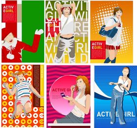 时尚活力人物插画素材