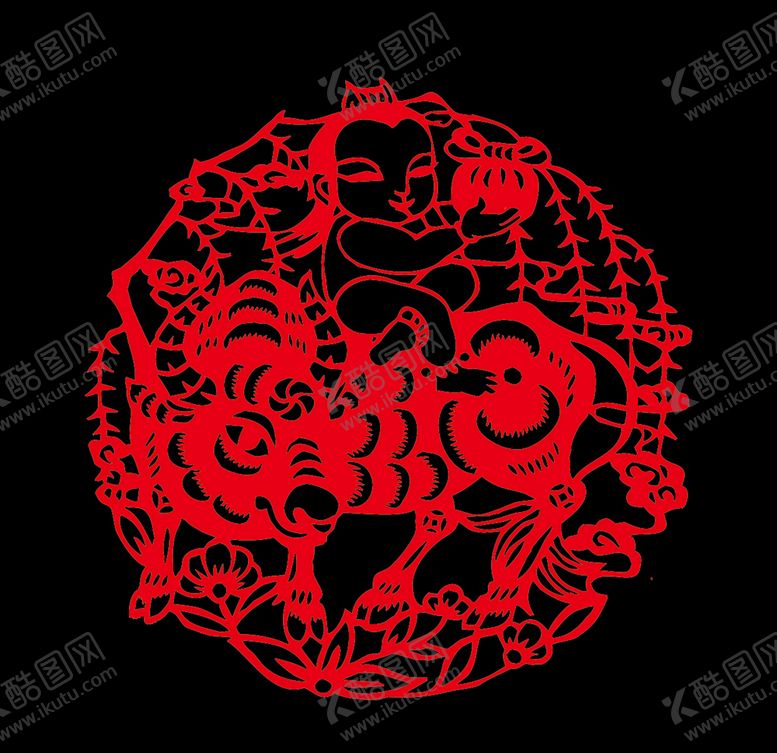编号：33864207021227474721【酷图网】源文件下载-牛年剪纸图片