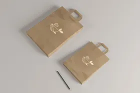 牛皮纸袋样机贴图VI模板展示白色手提
