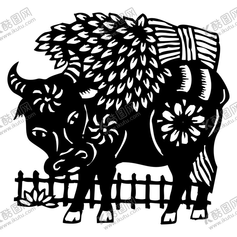 编号：89411504201535294094【酷图网】源文件下载-牛年剪纸