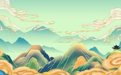 国潮山水插画古风素材中国风背景