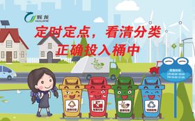 定时定点垃圾分类正确投入桶中