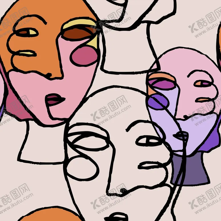 编号：64035909270358183914【酷图网】源文件下载-简笔线描人脸