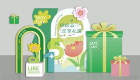 清新绿色系商场购物礼品包装拍照