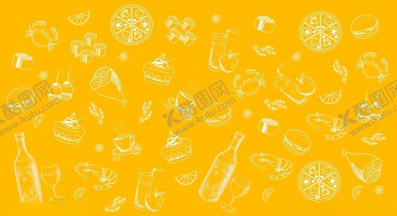 编号：56660604072046357036【酷图网】源文件下载-黄色背景手绘卡通元素图案