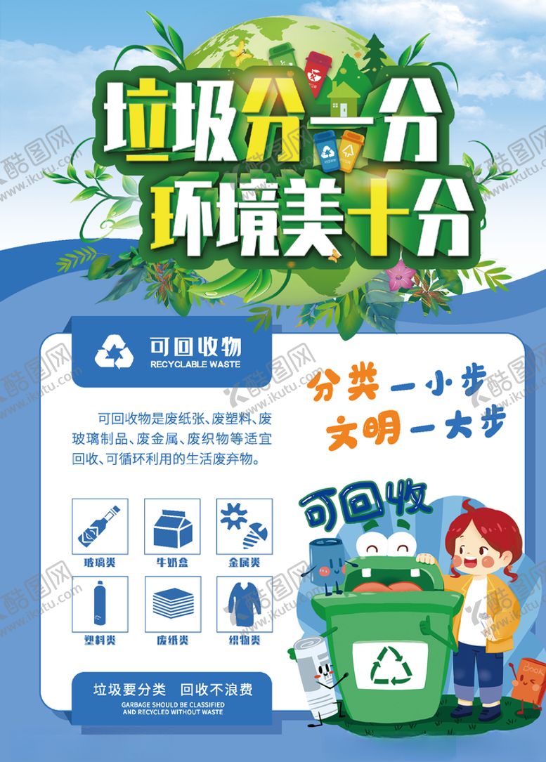 编号：38904805012315387978【酷图网】源文件下载-卡通垃圾分类海报
