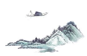 古典中国风山水墨画免抠图