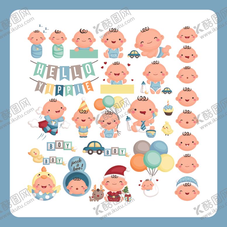 编号：73081911021342017478【酷图网】源文件下载-可爱婴儿卡通图案集合