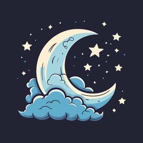 可爱月亮卡通绘画儿童插画蜡笔免抠素材球