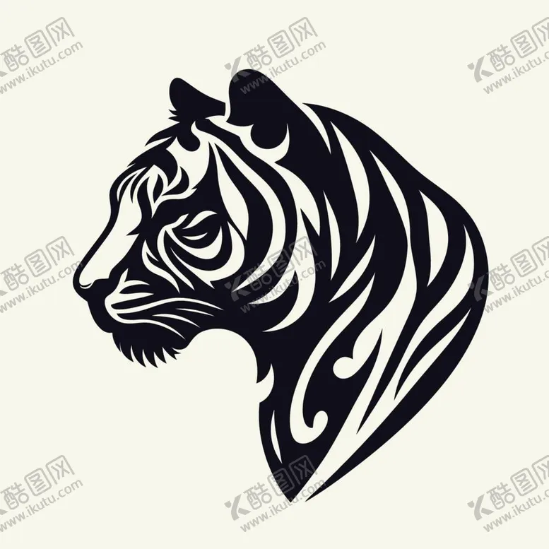 编号：47066912061333096393【酷图网】源文件下载-老虎头像剪影设计