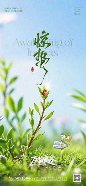 简约清新惊蛰二十四节气宣传海报