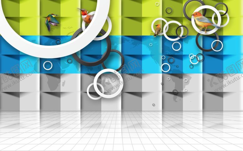 编号：36868609270608064775【酷图网】源文件下载-3D立体画小鸟背景墙壁纸壁画