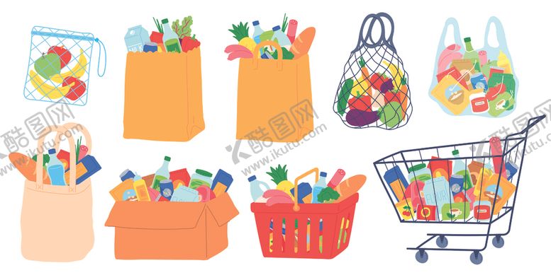 编号：16707304041518504125【酷图网】源文件下载-购物袋与购物篮