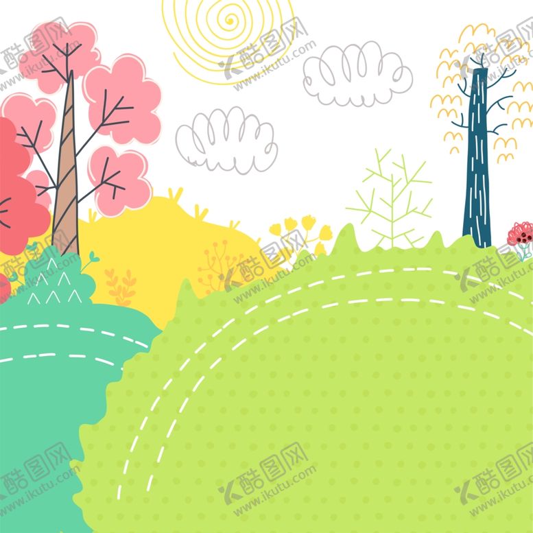 编号：17676507130255406646【酷图网】源文件下载-小清新户外风景插画