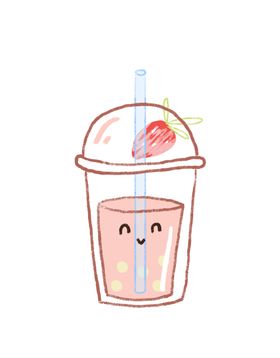 手绘草莓味奶茶杯子图案设计