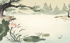 手绘荷花插画