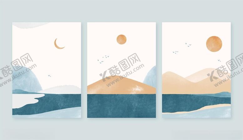 编号：35256504021857177527【酷图网】源文件下载-简约山水背景