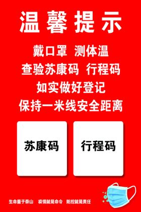 戴口罩量体温扫绿码温馨提示