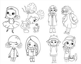 女孩线描图