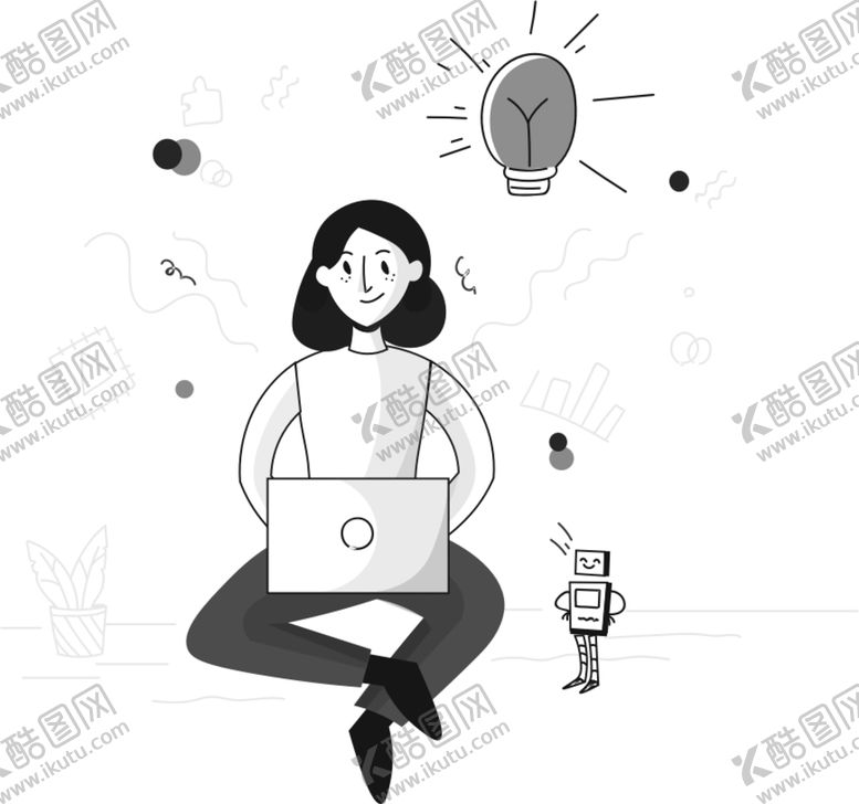编号：20979202152239043374【酷图网】源文件下载-手绘 插图 工作 插画 黑白 