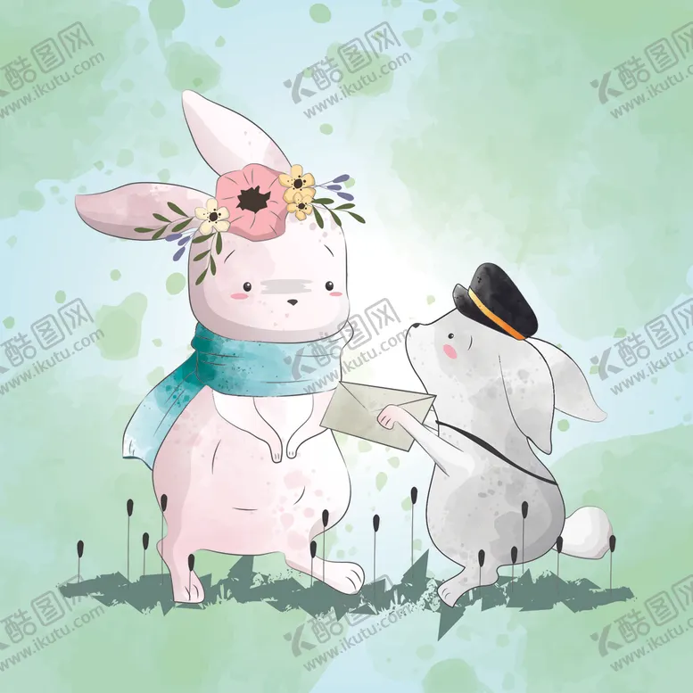 卡通兔子logo小白红萝卜