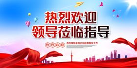 热烈欢迎领导检查宣传海报素材