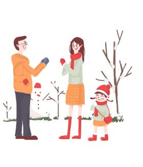 新年卡通画夜饭人物民俗送福